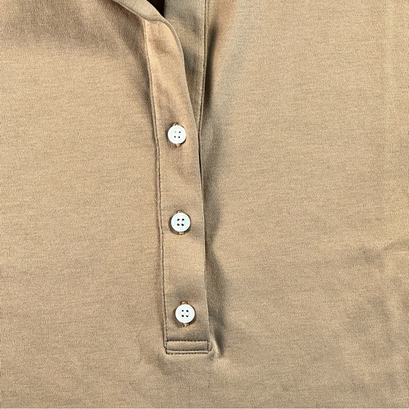Women's Tan Long Sleeve Polo Shirt - Picture 7 of 12